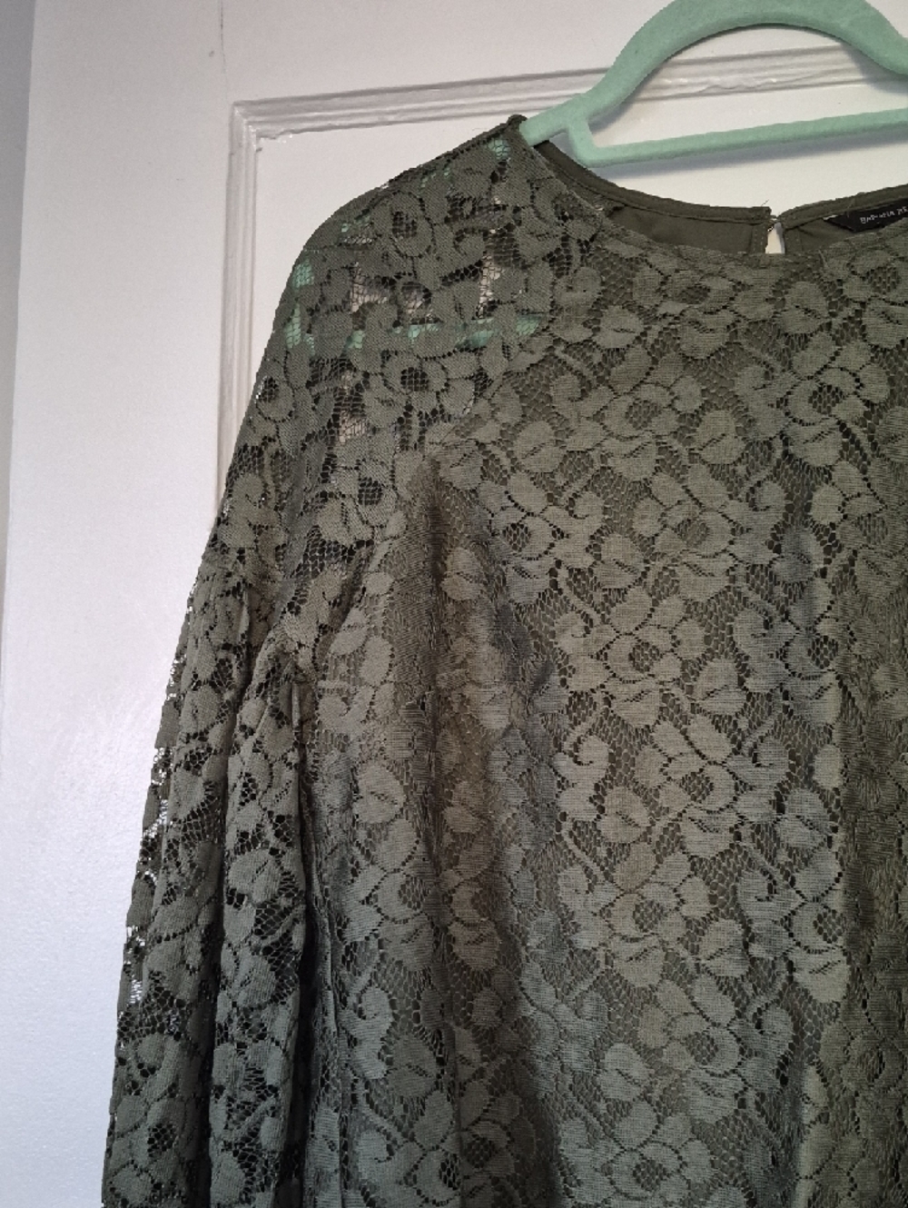 Banana Republic Olive Green Floral Lace Shell Blouse Top MED - Picture 8 of 12